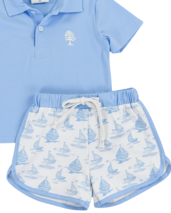 Sweet Sails Boys Play Pocket Blue Short Set, That Store, shorts