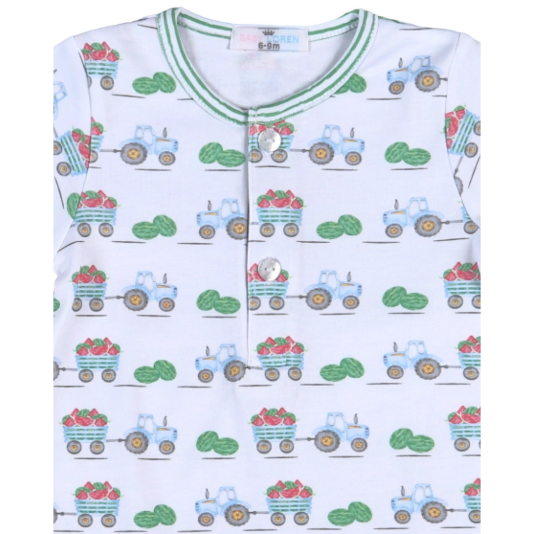 Tractors and Melons Green Romper