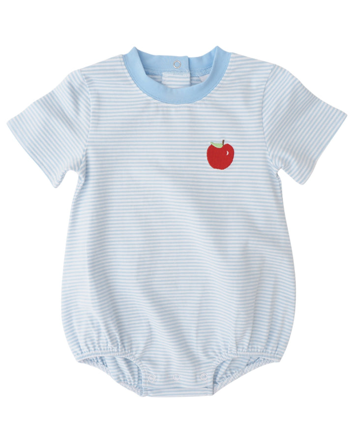 Baby romper with apple design on a white background