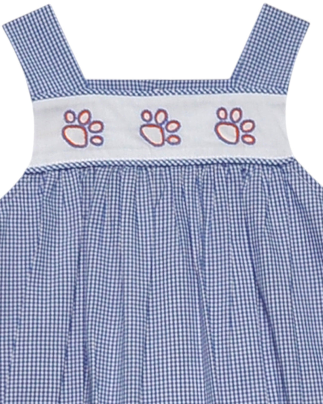 Tiger Paw Embroidered Blue Gingham Dress