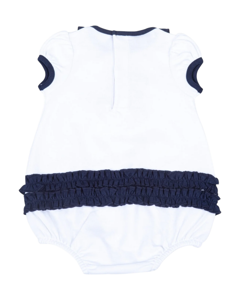 Tiger Pride Applique Ruffle White & Navy Bubble, back
