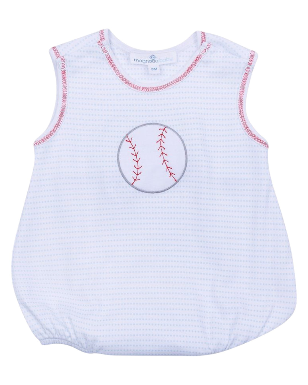 Tiny Slugger Applique Light Blue Boy Bubble, Shop That Store, front