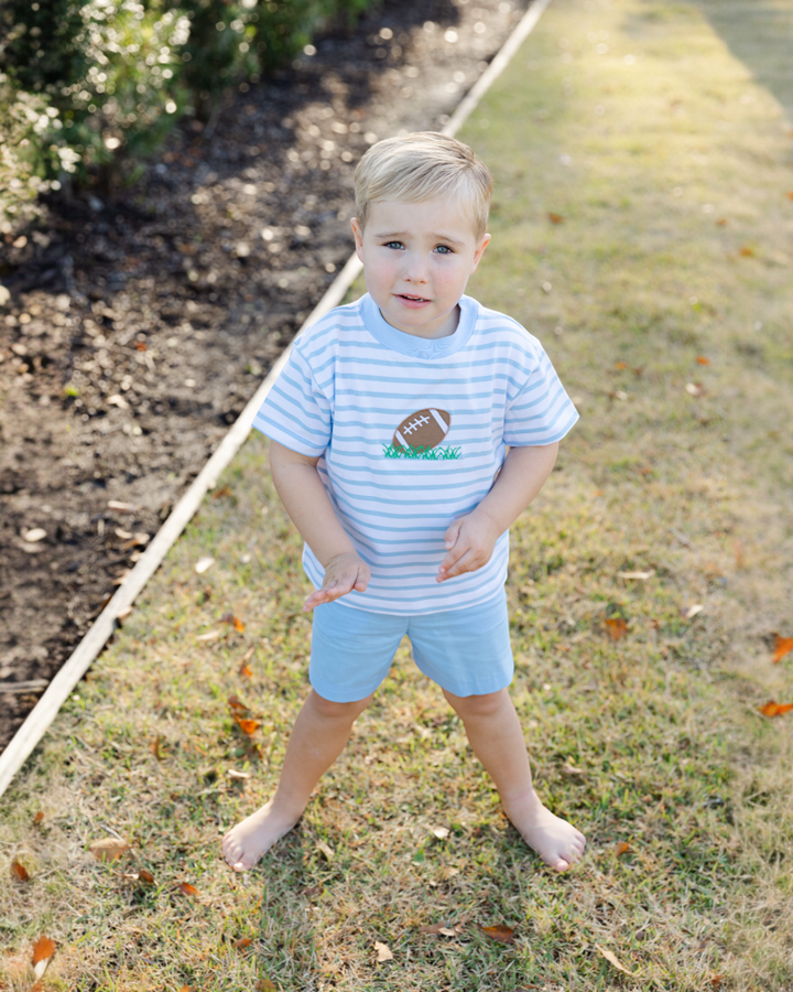 Tiny Touchdown Boys Blue Stripe Short Set, That Store, child