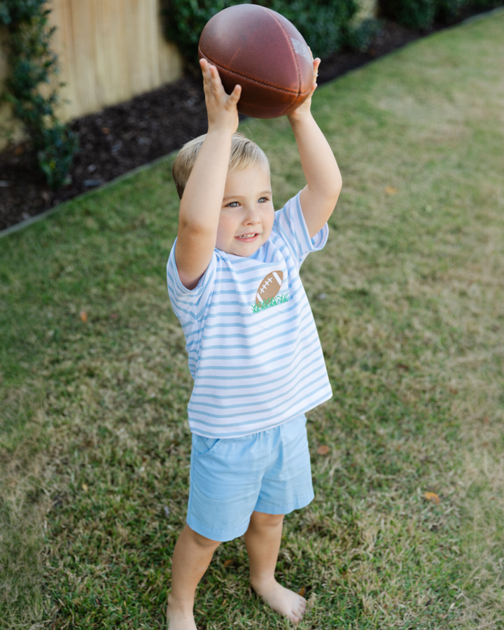 Tiny Touchdown Boys Blue Stripe Short Set, That Store, child 2