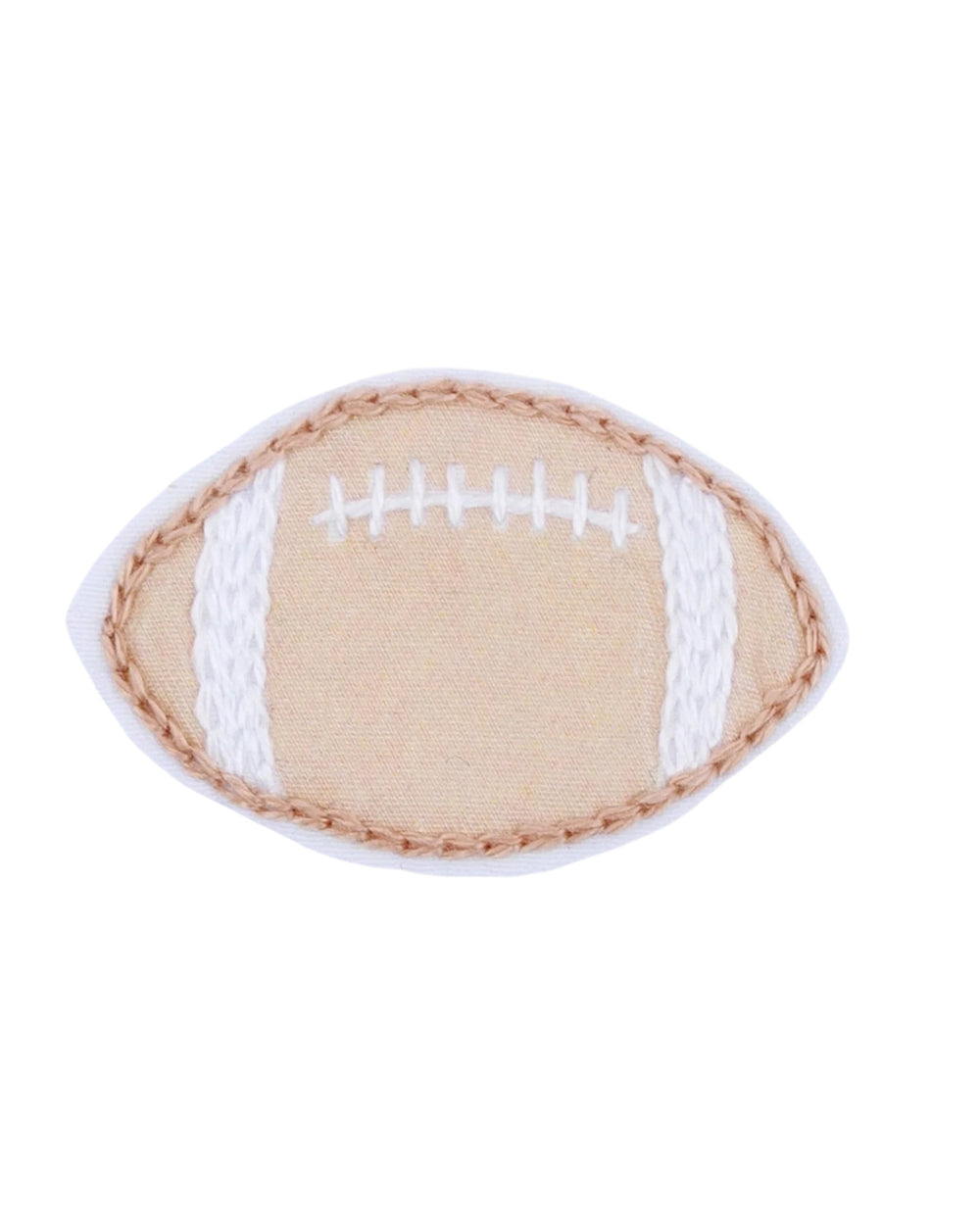 Beige and white football-shaped toy on a white background