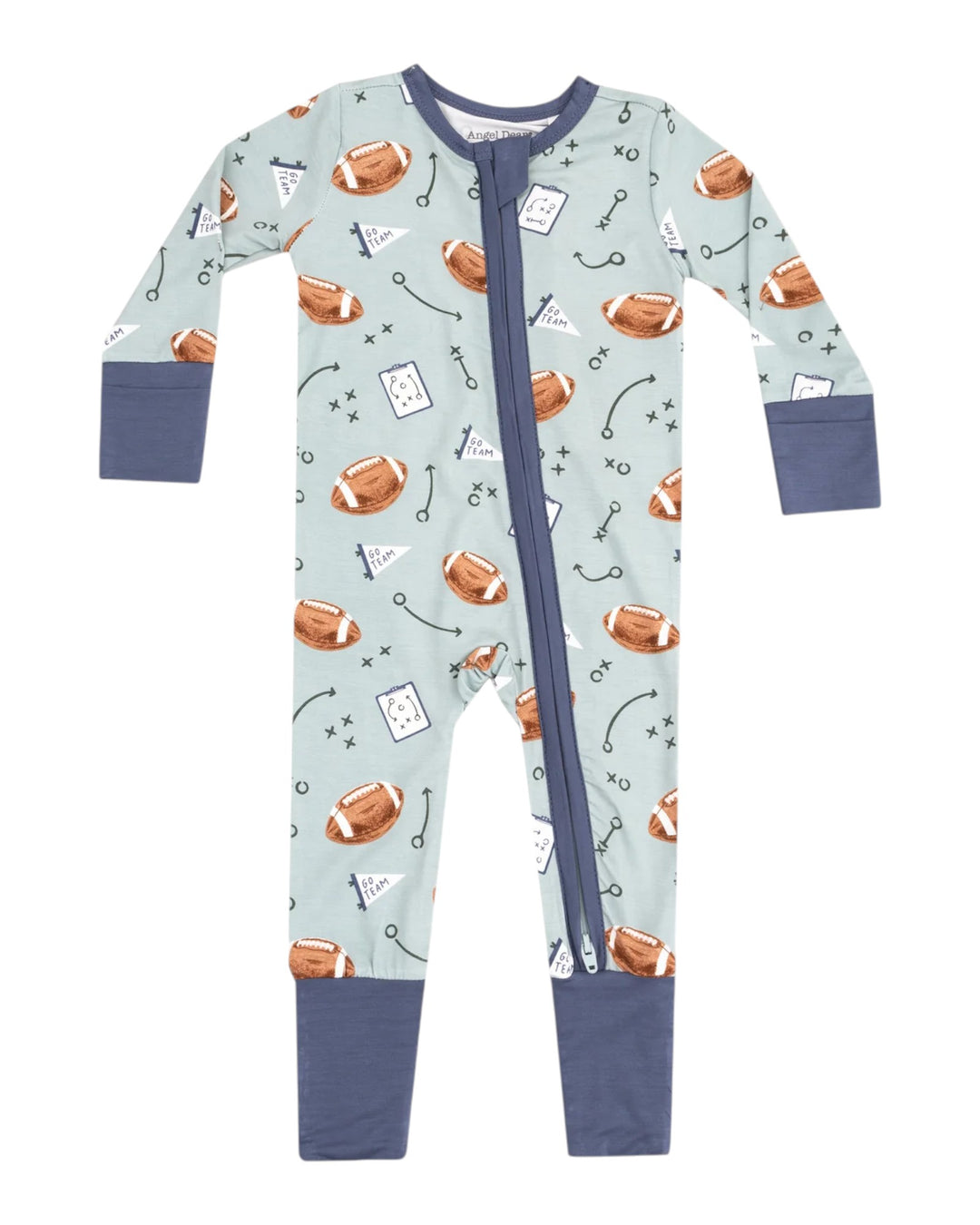 Touchdown Time - Grey Mist - 2 Way Zipper Boys Romper , That Store, front