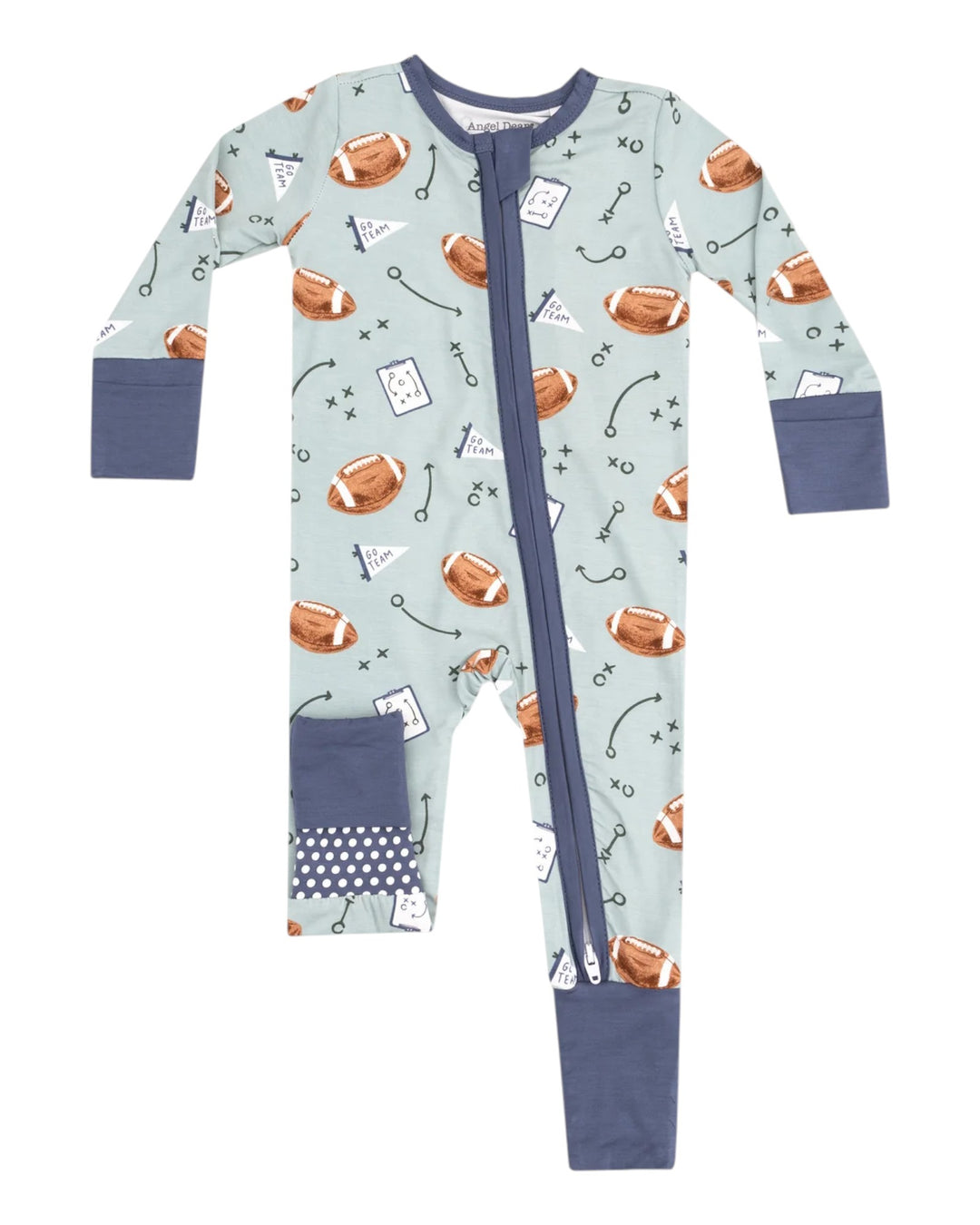 Touchdown Time - Grey Mist - 2 Way Zipper Boys Romper , That Store, front 2