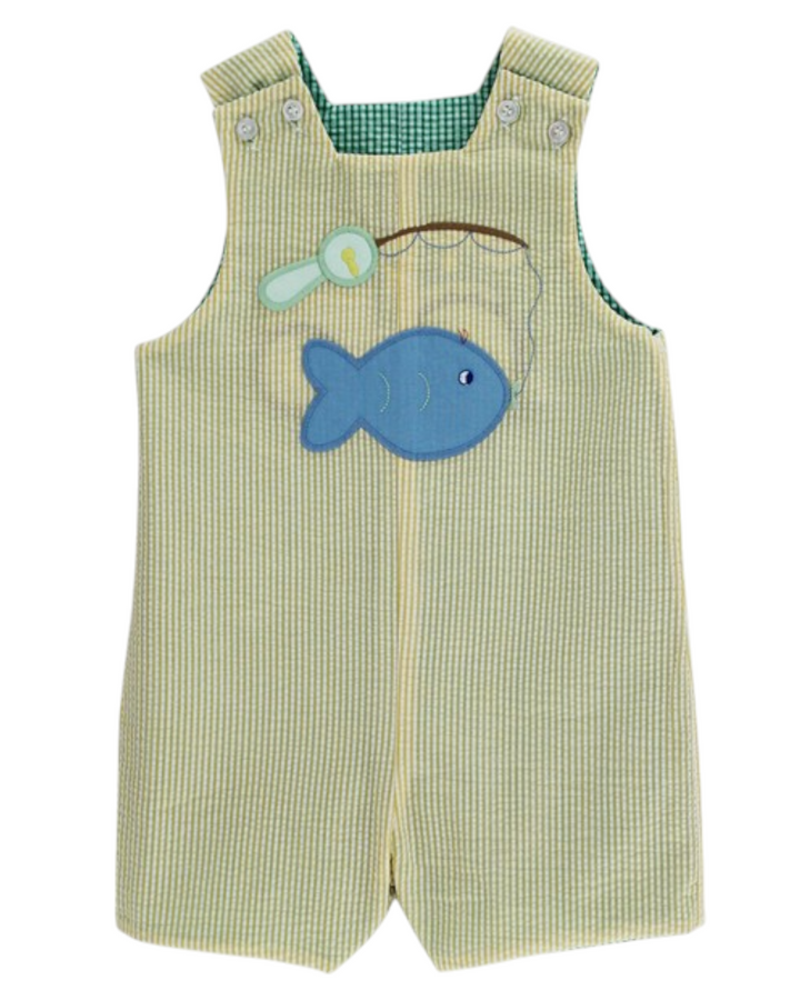Tractor Applique Reversible Green Seersucker Jon Jon, That Store, fish