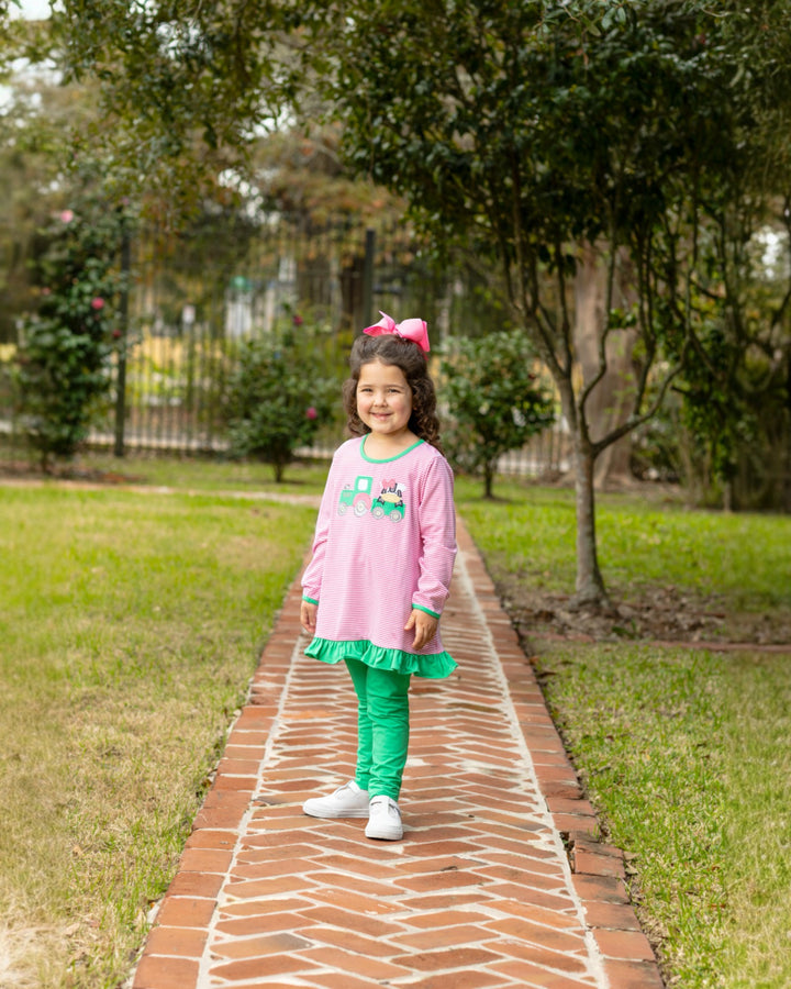Tractor Pink Ruffle Girls Pant Set