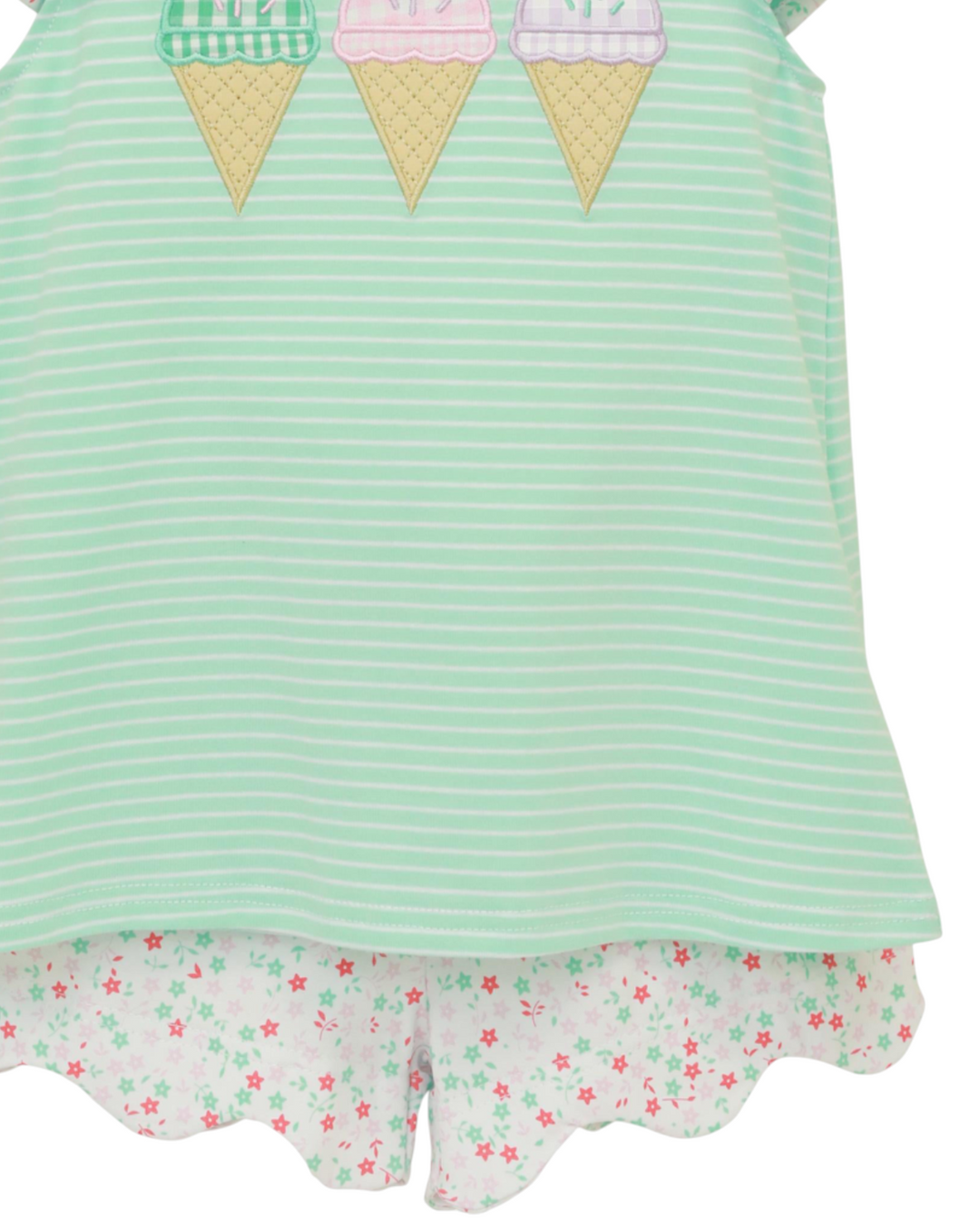 Triple Scoop Appliqué Mint Girls Flutter Short Set, that store, shorts