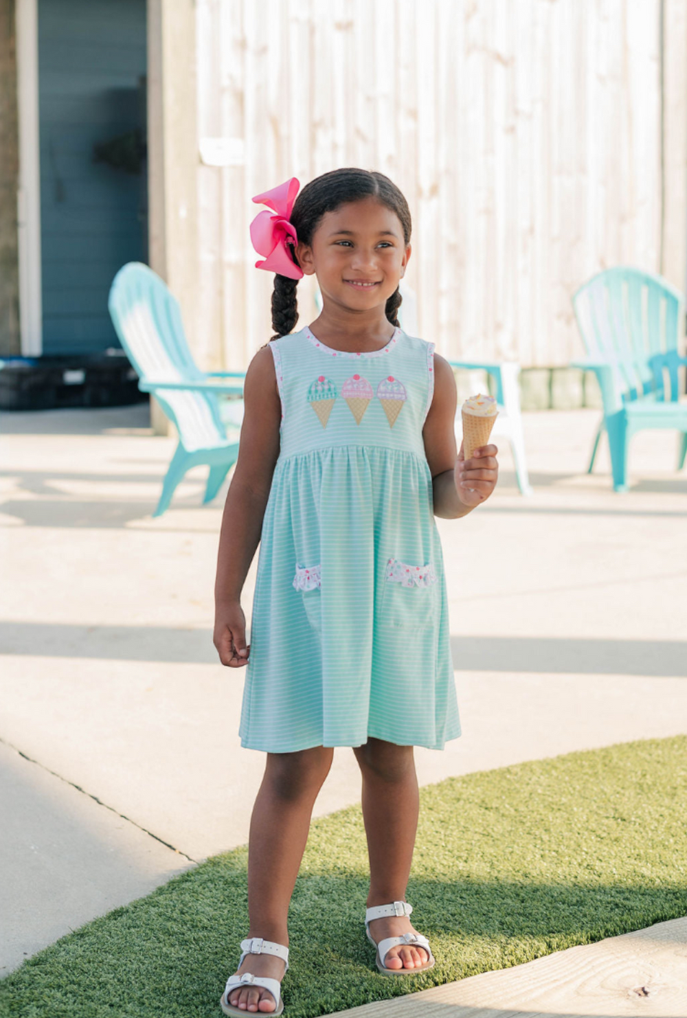 Triple Scoop Applique Mint Dress, that store, child