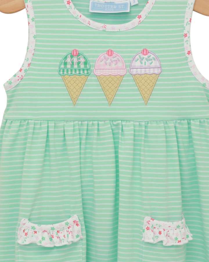 Triple Scoop Applique Mint Dress, that store, close