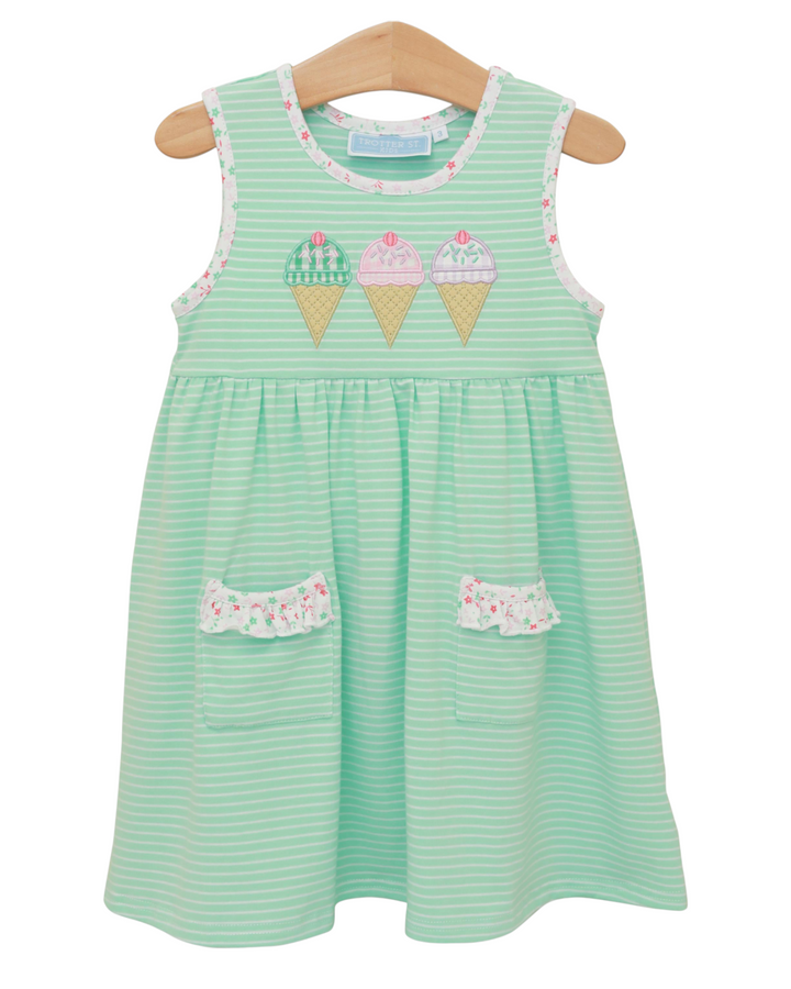 Triple Scoop Applique Mint Dress, that store, front