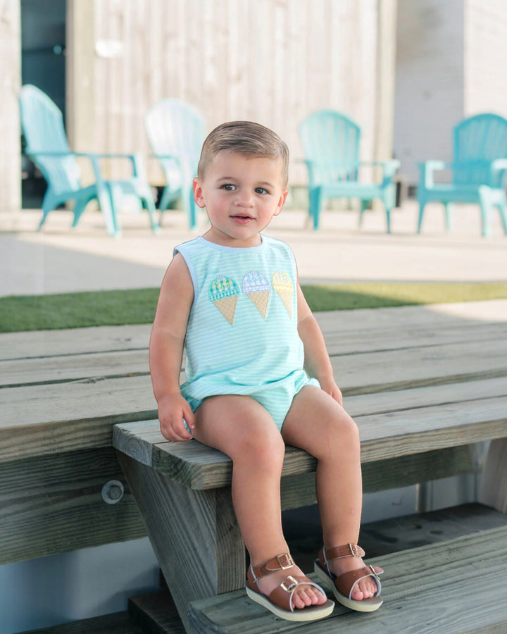 Triple Scoop Applique Mint Boys Bubble