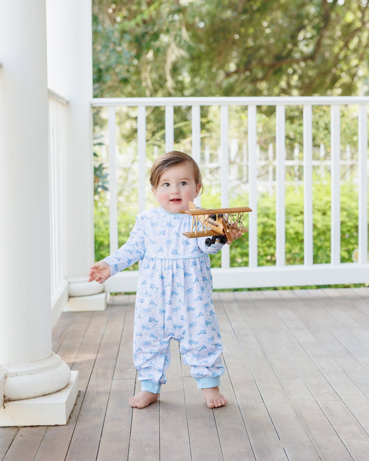 Up Up &amp; Away Blue Boys Romper