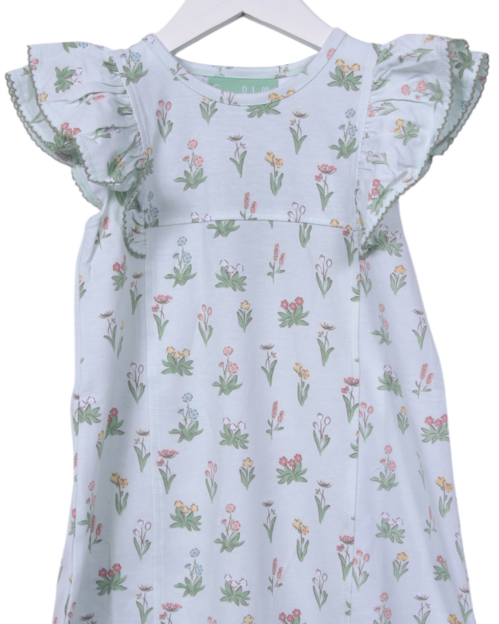 Vintage Floral Ruffle Sleeve Green Dress, That Store, close up
