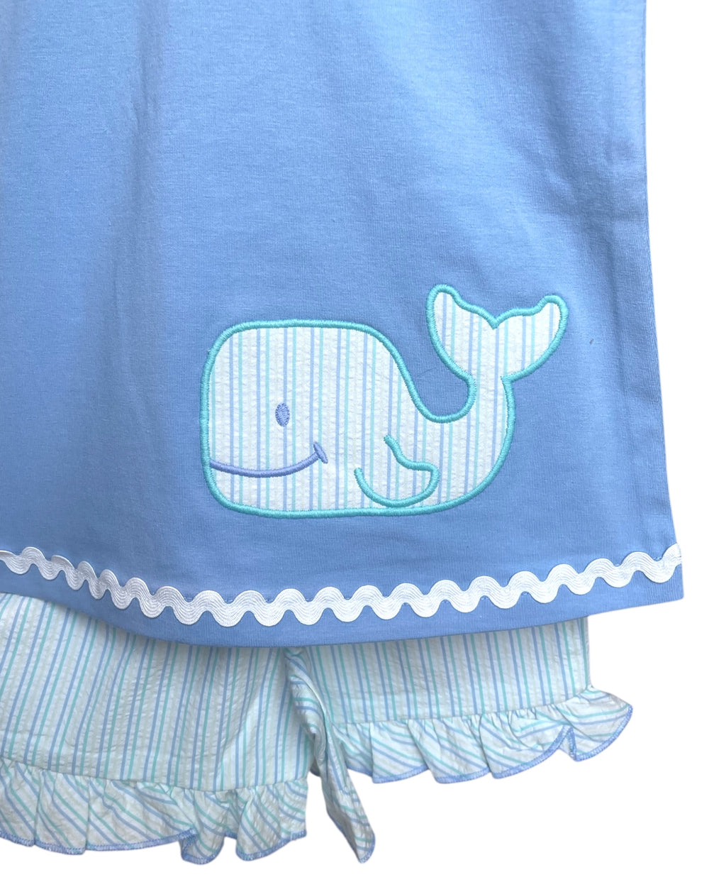 Wally Whale Blue Girls Short Set, That Store, close 2