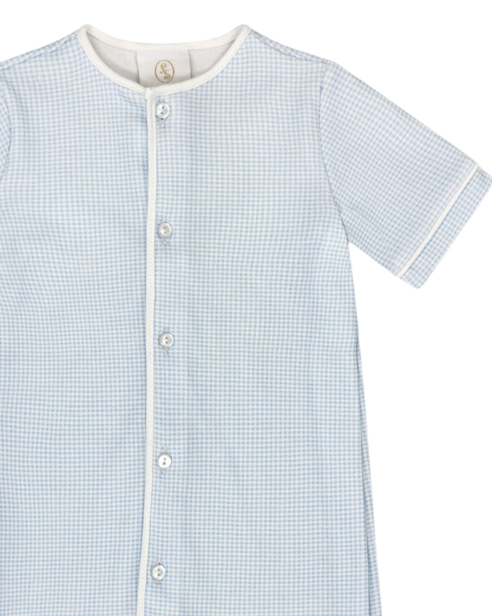 Welcome Little One Blue Mini Gingham Knit Daygown, That Store, close