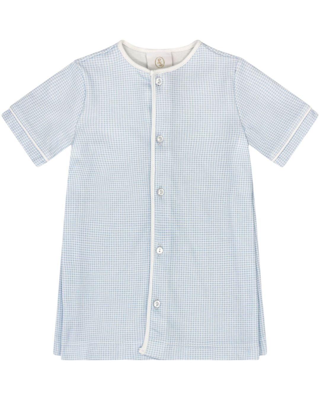 Welcome Little One Blue Mini Gingham Knit Daygown, That Store, front