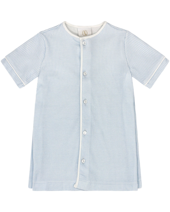 Welcome Little One Blue Mini Gingham Knit Daygown, That Store, front