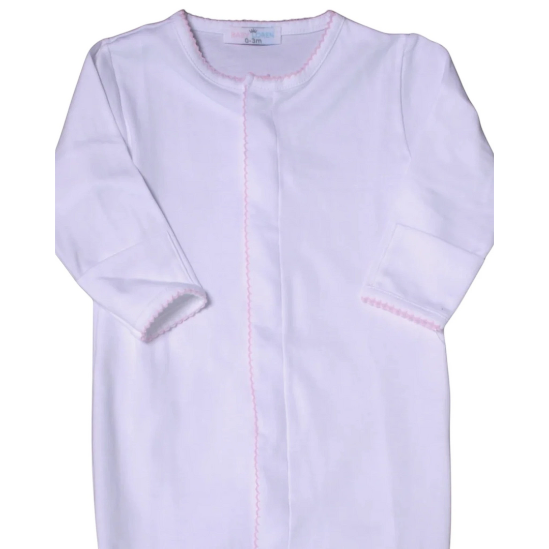 White Pima Converter Pink Trim Gown, That Store, close
