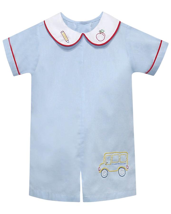 William Blue Boys Romper - School Bus, That  Store, front