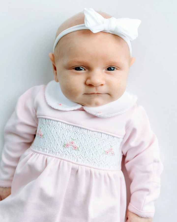 Willow and Walker's Classics Pink Smocked Collared Footie, that store, child 2