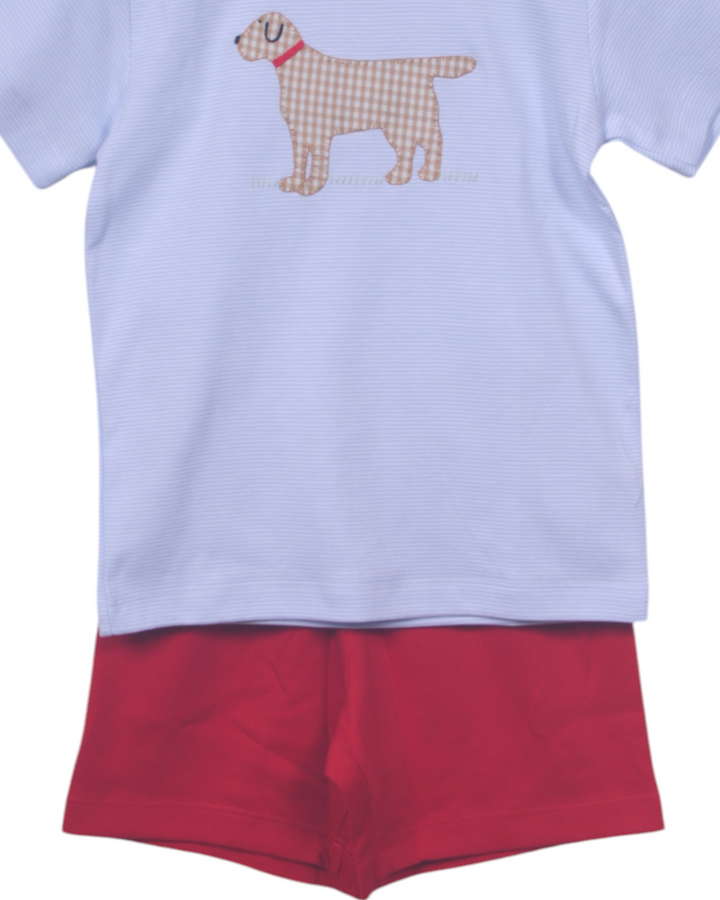 Winston Applique Blue Stripe Boys Short Set, That Store, close 