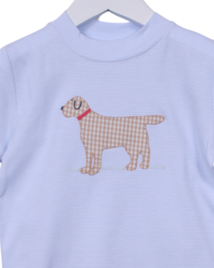 Winston Applique Blue Stripe Boys Short Set, That Store, close up
