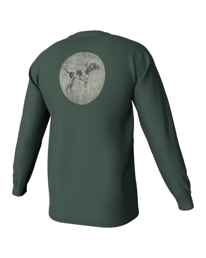 Youth Vintage Circle Greyton Long Sleeve Pocket Tee: Duck Green, that store, back