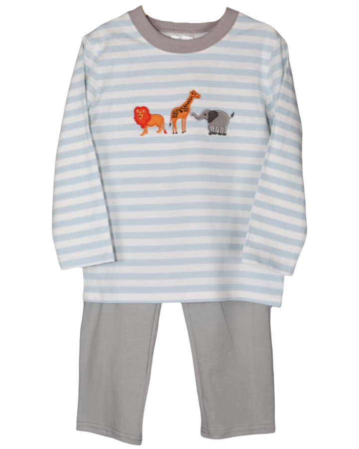Zoo Applique Blue Stripe Boy Pant Set, Shop That Store