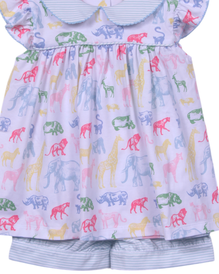 Zoo Friends Blue Stripe Girls Angel Wing Set, That Store, close up