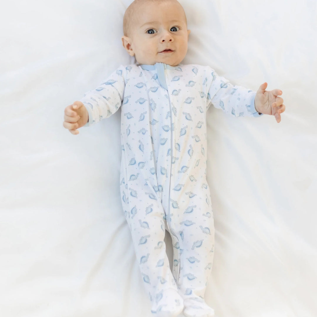 Baby Dino Print Zip Footie