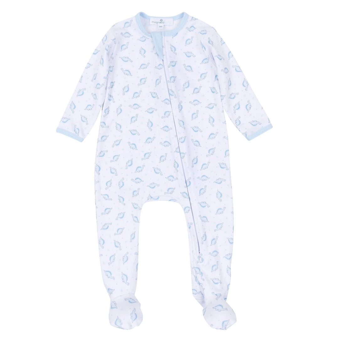 Baby Dino Print Zip Footie