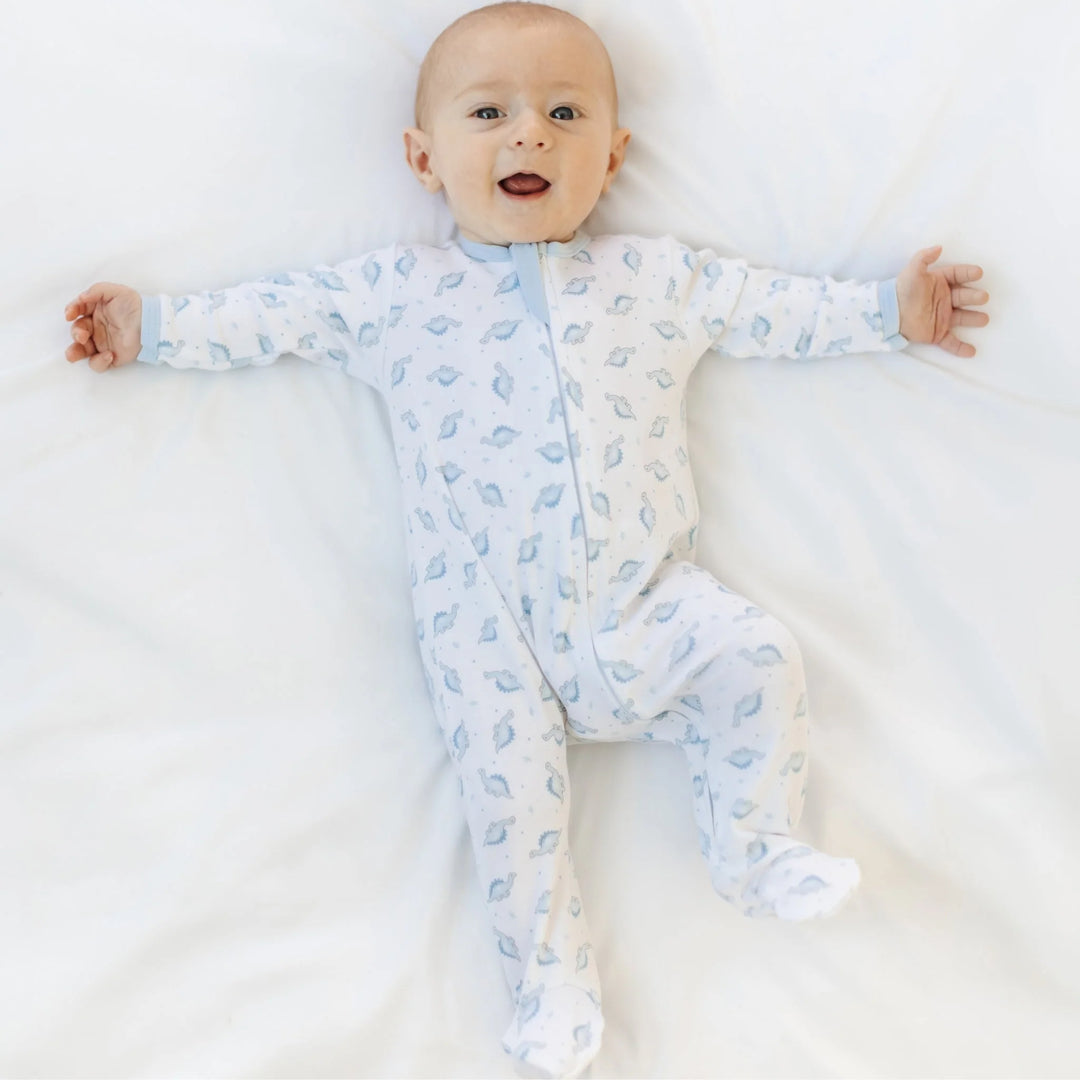 Baby Dino Print Zip Footie