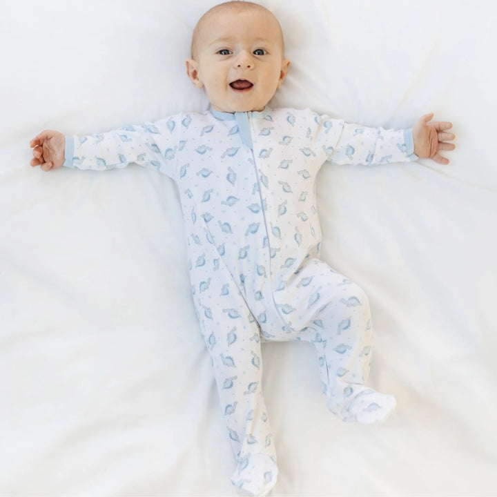 Baby Dino Print Zip Footie
