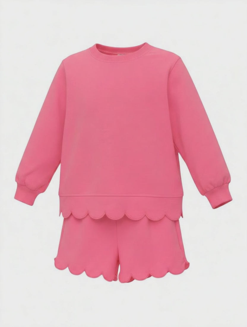 Sophia Girls Scalloped Set- Pink