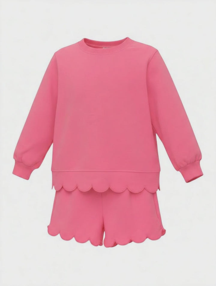 Sophia Girls Scalloped Set- Pink