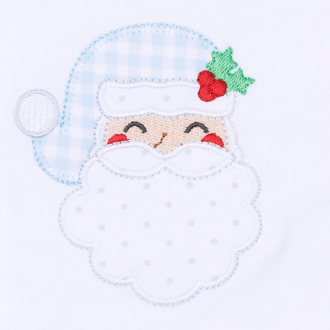 Sweet St Nick Applique Zip Footie - Light Blue