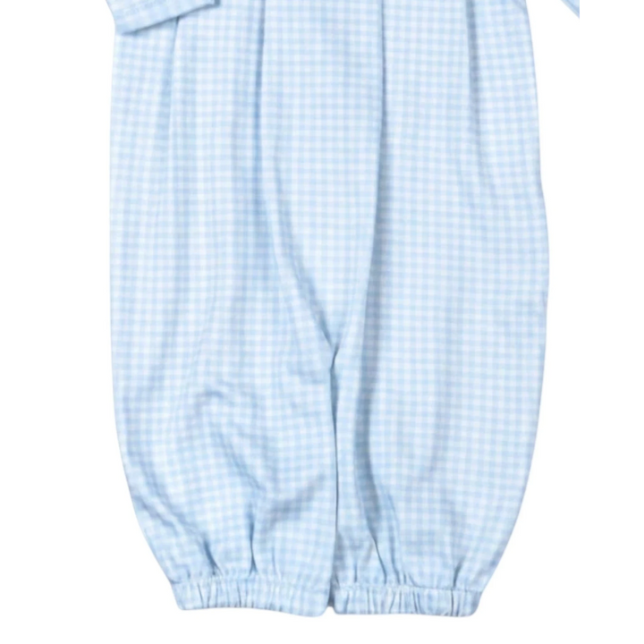 That Store blue gingham Pima cotton converter with hand-smocked details for infants