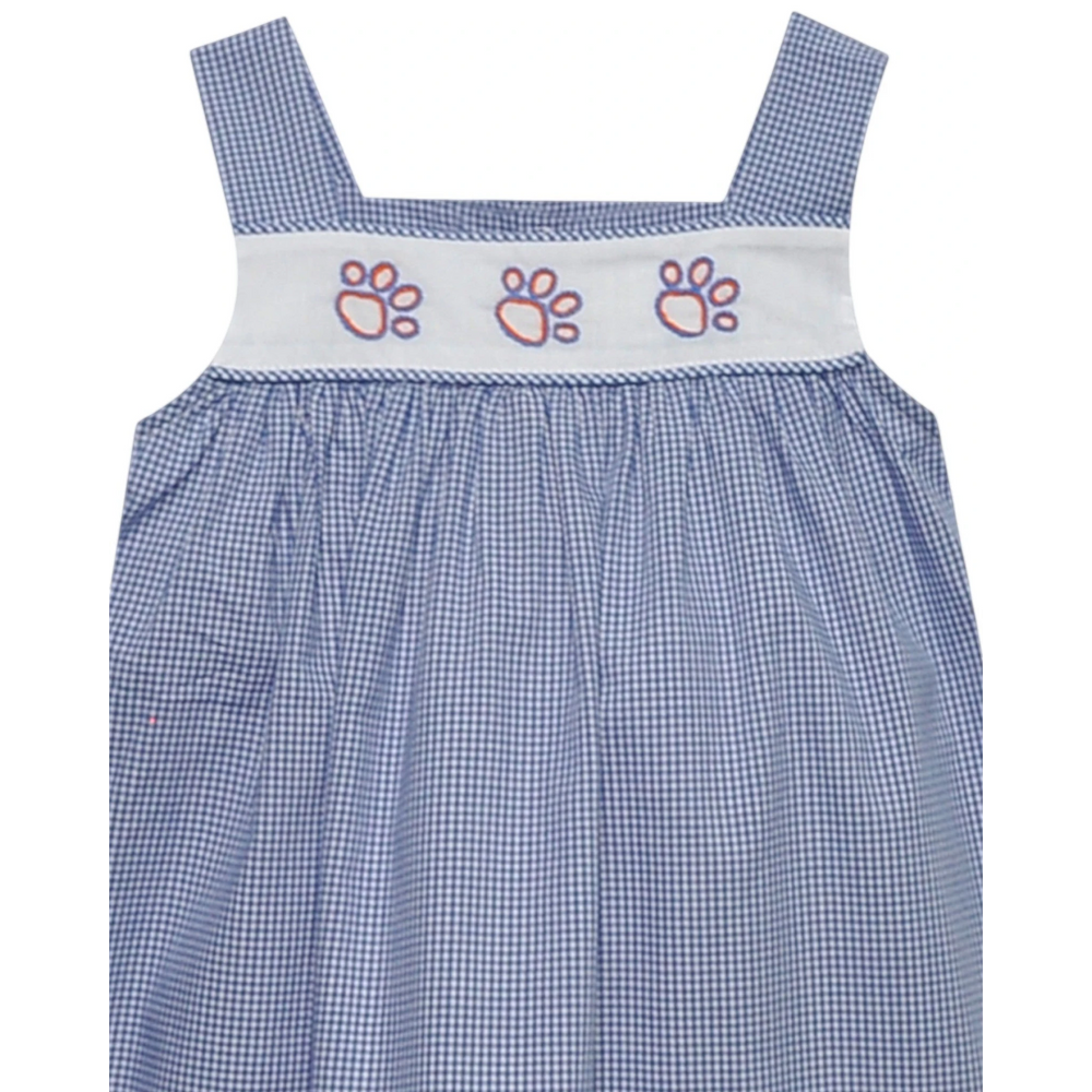 That Store blue gingham bubble with embroidered tiger paw details on a white chest panel for young sports fans.