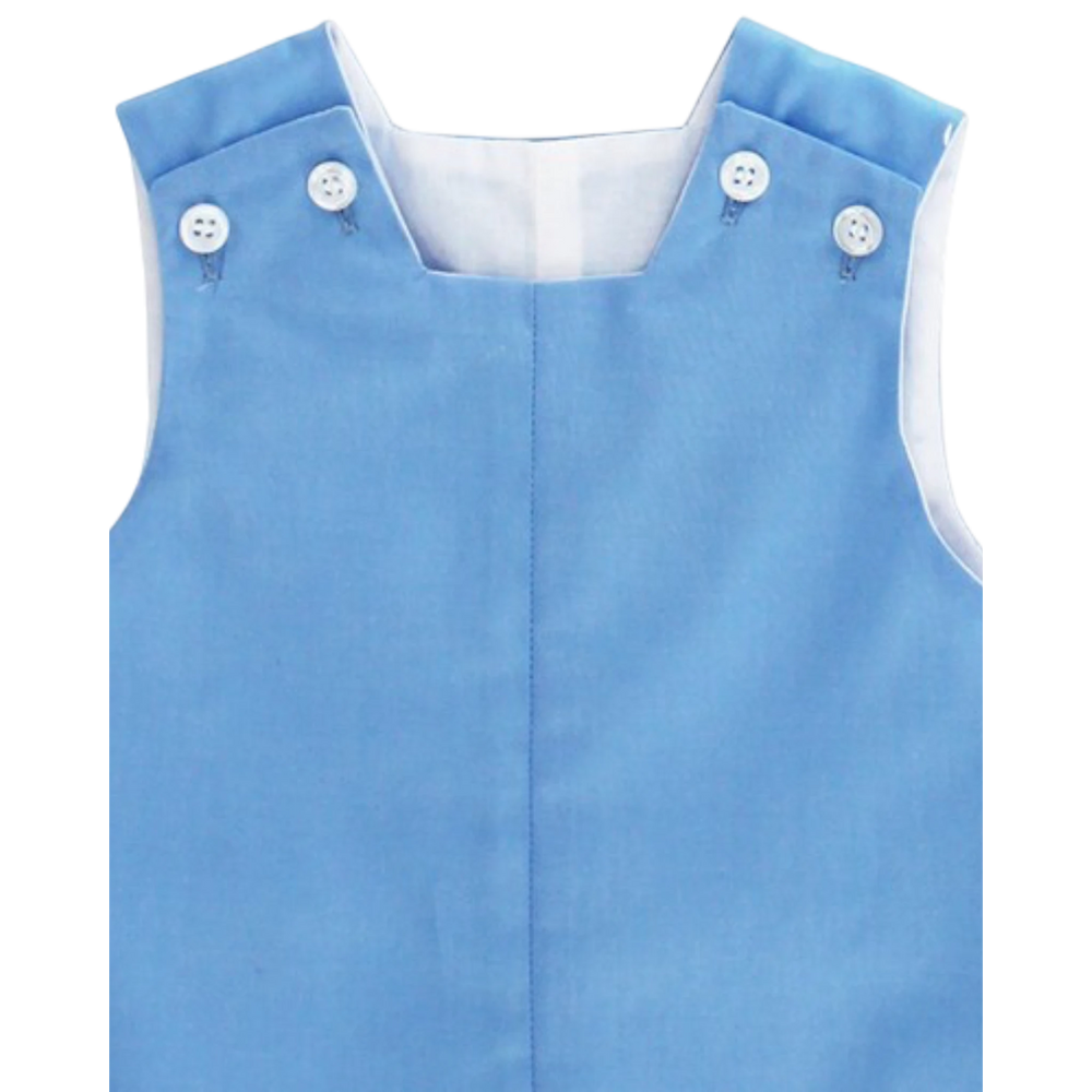 That Store pastel blue polycotton John John short with white button tab details and a clean structured design.