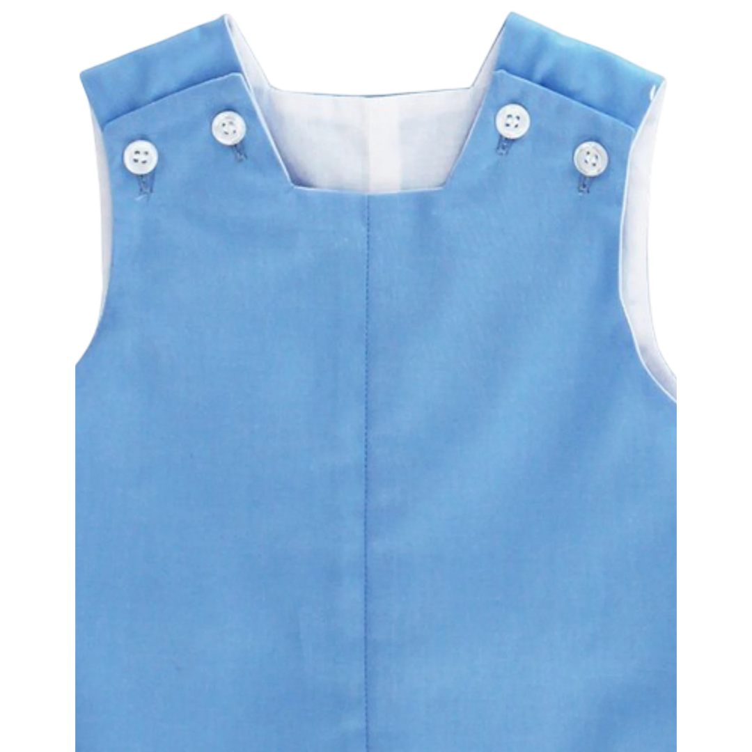 That Store pastel blue polycotton John John short with white button tab details and a clean structured design.