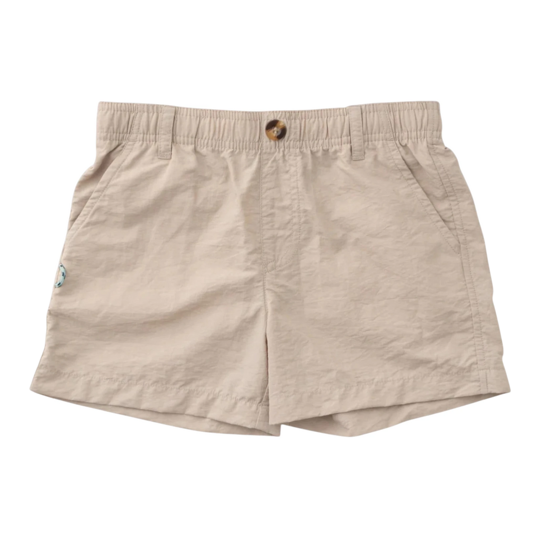 That Store boys' khaki performance shorts in quick-dry ripstop fabric with an elastic waistband and pull-on design.