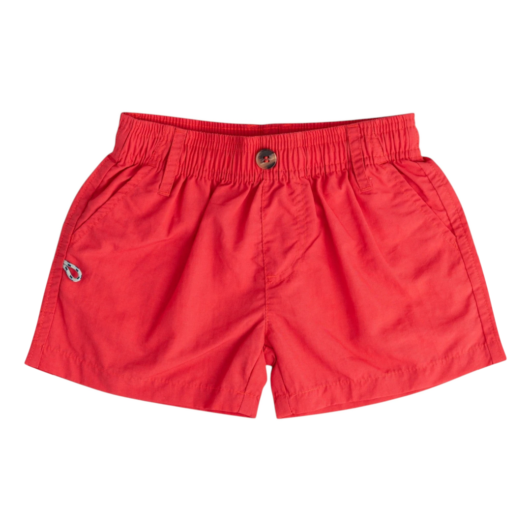 That Store boys' watermelon red performance shorts with elastic waistband, quick-dry ripstop fabric, and UPF 50+.