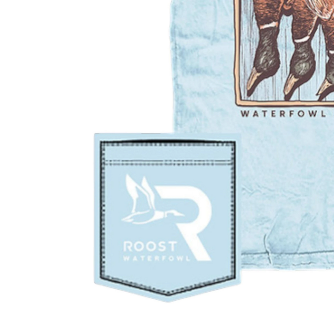 That Store Youth Mallard Tote Boys Tee in chambray blue 100% cotton with Roost Waterfowl chest pocket logo
