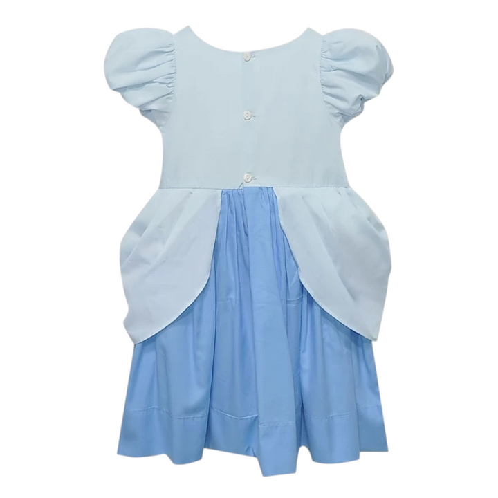 That Store Cinderella blue dress-up dress with puff sleeves, button back, and a full skirt for pretend play