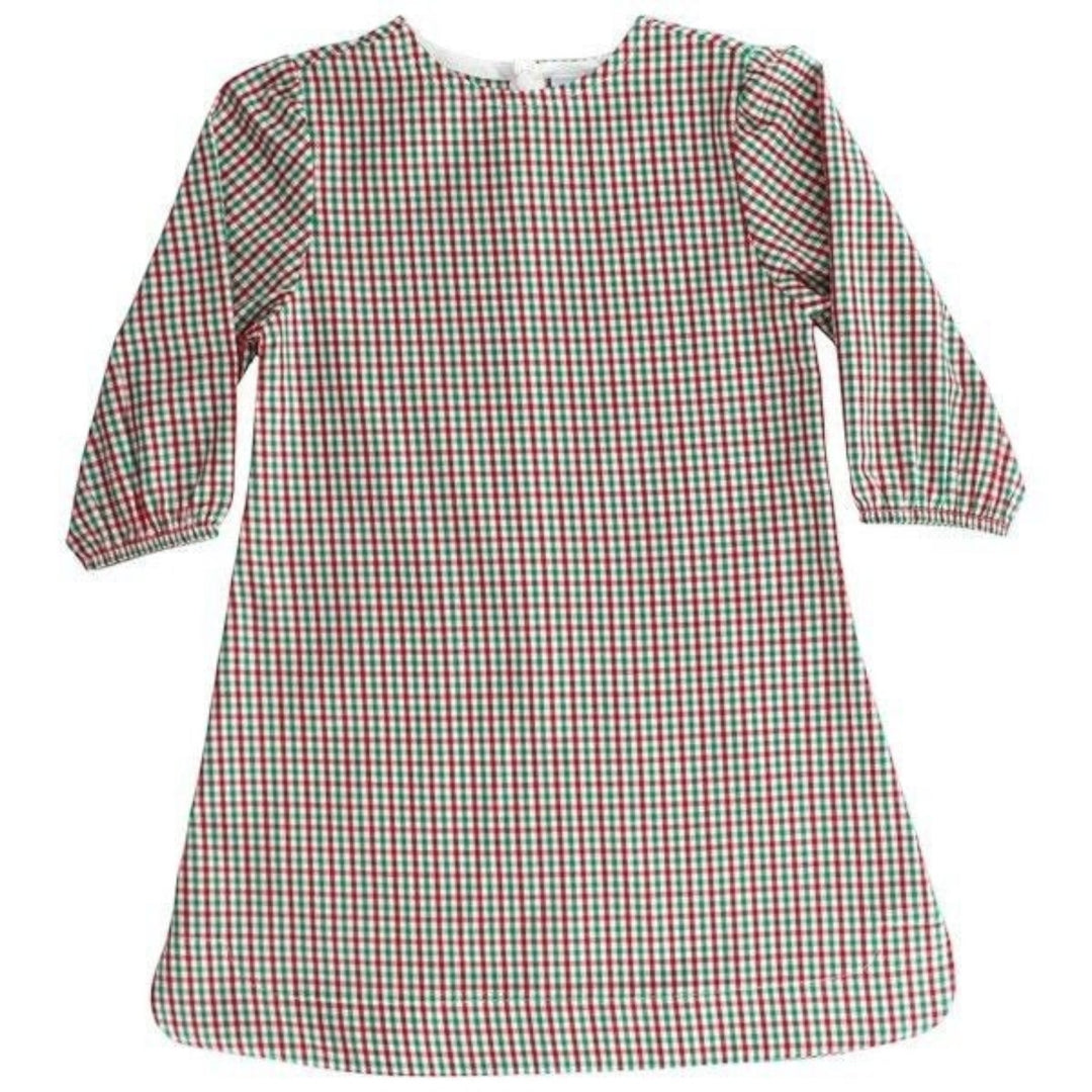 That Store Bailey Boys Douglas plaid tunic dress in red and green for girls with long sleeves and a classic fit.