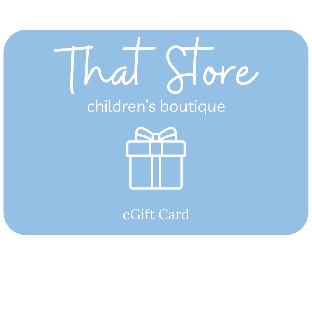 That Store digital gift card featuring a white gift box icon on a light blue background