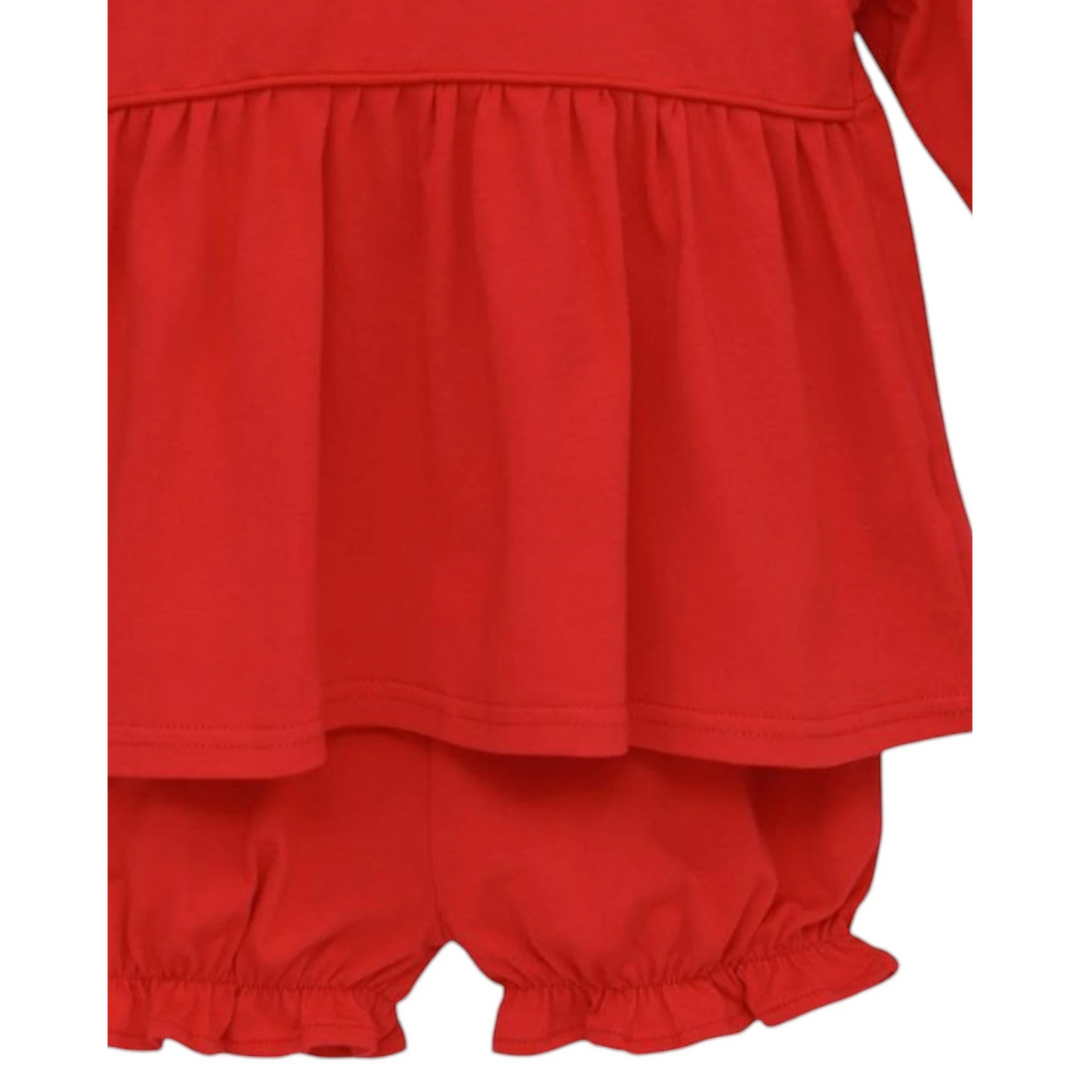 That Store Eleanor girls red cotton bloomer set with ruffled hem and comfortable elasticated leg openings